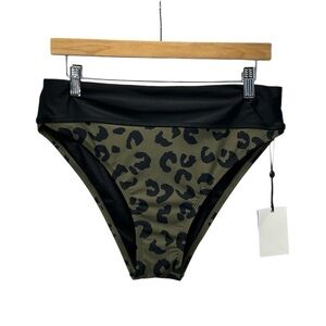 DKNY Animal Print Bikini Brief - Green Black - size XL